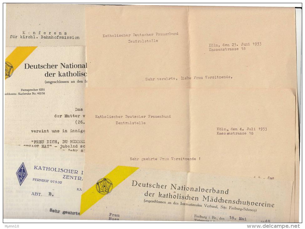 DE587-1933-1949 DEUTSCHER NATIONALVERBAND Der KATHOLISCHEN FRAUENVEREINE-LOT 8  PAPIERE+BISCHOF KAeLLER LIEBESWERKE - Historische Dokumente