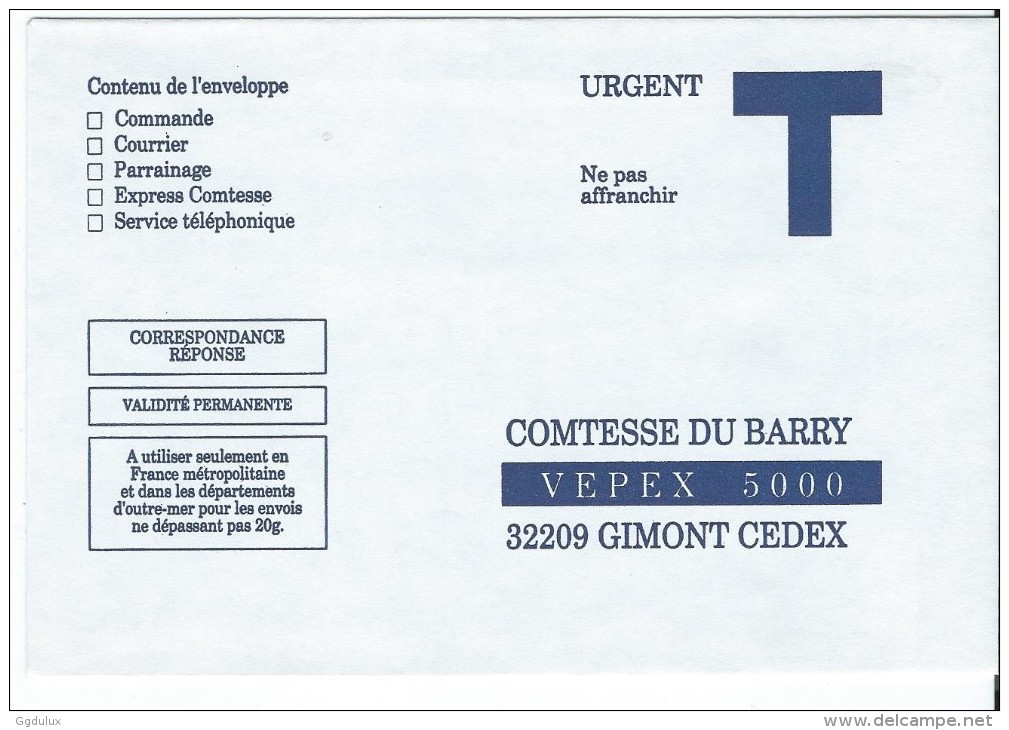 Contesse Du Barry - Cartes/Enveloppes Réponse T