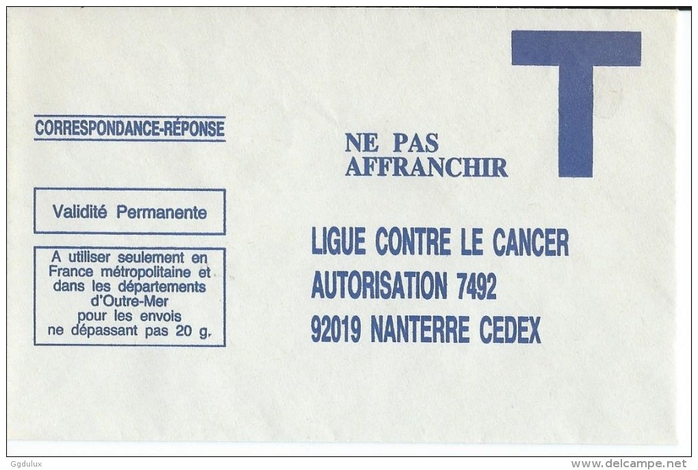 Ligue Contre Le Cancer - Cartes/Enveloppes Réponse T