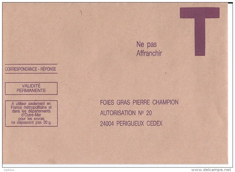 Foies Gras Pierre Champion - Cartes/Enveloppes Réponse T