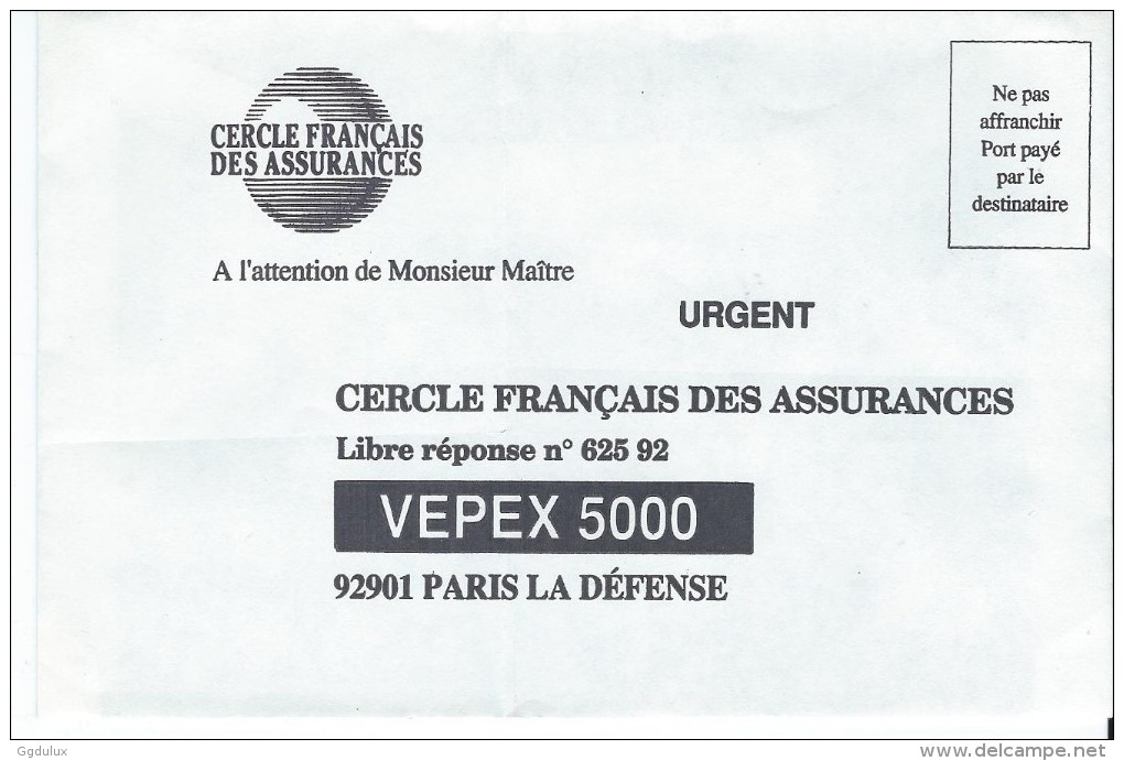 Cercle Francais Des Assurances - Cartes/Enveloppes Réponse T