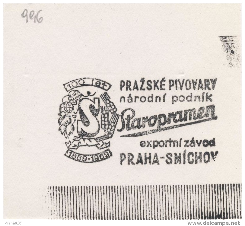 J2389 - Czechoslovakia (1945-79) Control Imprint Stamp Machine (R!): Prague Breweries, National Enterprise; Staropramen - Probe- Und Nachdrucke