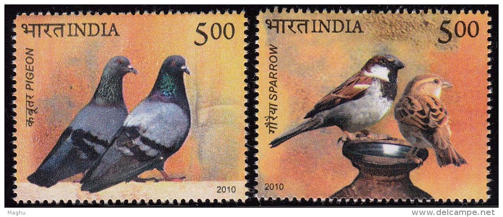 India MNH 2010, Set Of 2,  Pigeon And Sparrow,  Bird. Birds, Pot, Pottery - Nuevos