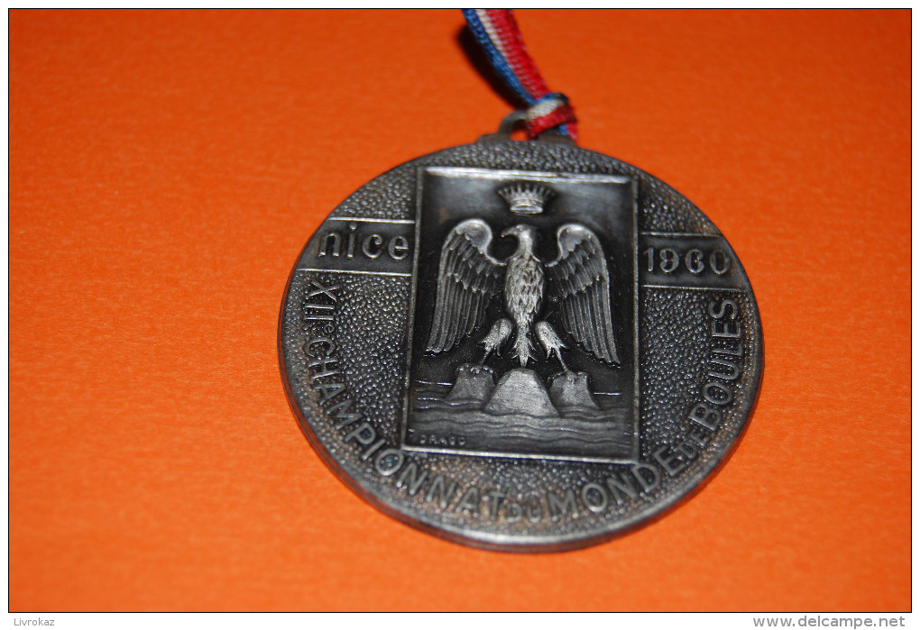 Médaille Souvenir Du XIIe Championnat Du Monde De Boules Lyonnaises, 1960, Nice, Création Drago, TRÈS BON ÉTAT, Aigle - Otros & Sin Clasificación