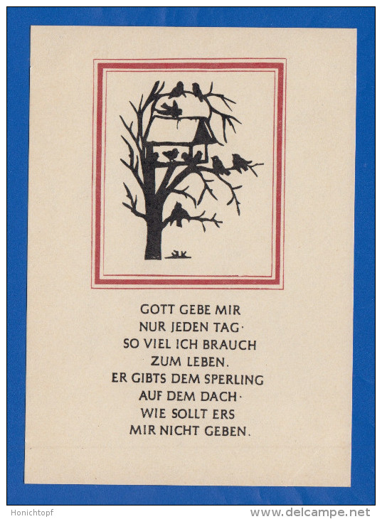 Scherenschnitt; Gott Gebe Mir Jeden Tag So Viel Ich Brauche - Silhouette - Scissor-type