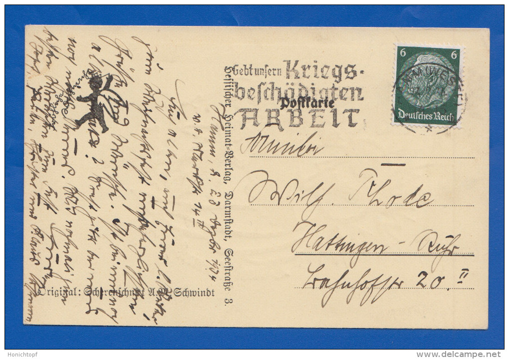 Scherenschnitt; A. M. Schwindt; 1934 Stempel Hamm - Silhouettes