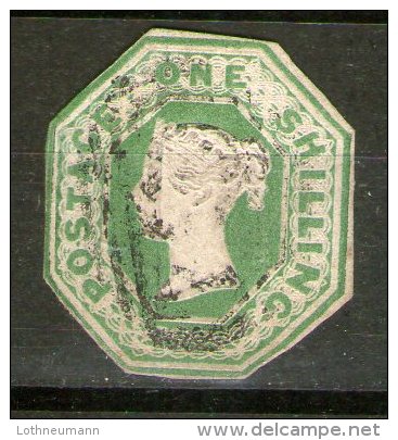 1847/54: 1 S Pale Green, Embossed Issue, Octagonal Cut, S>G. Spec. No. H1(1), Used - Usati