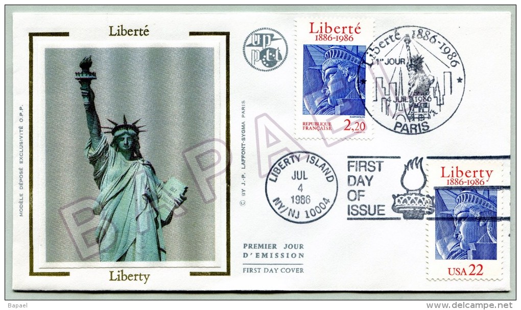 FDC (Paris) - Liberté (1886-1986) - Liberty Island (NY) (Jul-4-1986) (9) - 1980-1989