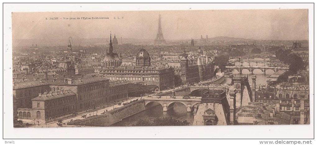 Carte Double FRANCE PANORAMIQUE PARIS Vue Prise De L'Eglise Saint Gervais - Altri & Non Classificati