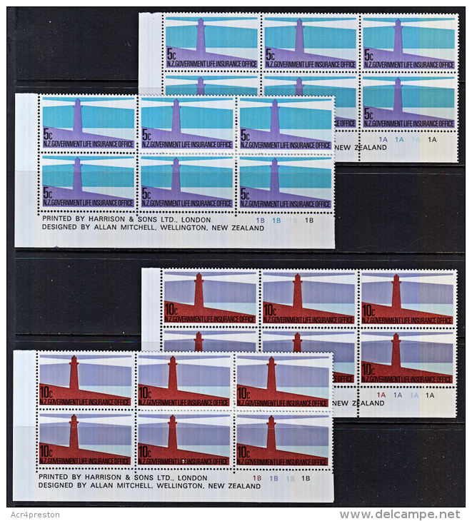 P0009 NEW ZEALAND  1981, SG L64-9, Government Life Insurance, 'A' & 'B' Control Blocks Of 6 MNH - Unused Stamps