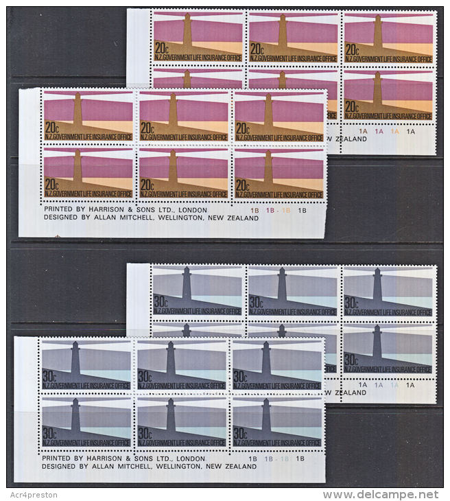 P0009 NEW ZEALAND  1981, SG L64-9, Government Life Insurance, 'A' & 'B' Control Blocks Of 6 MNH - Unused Stamps