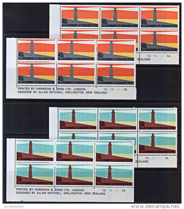 P0009 NEW ZEALAND  1981, SG L64-9, Government Life Insurance, 'A' & 'B' Control Blocks Of 6 MNH - Unused Stamps