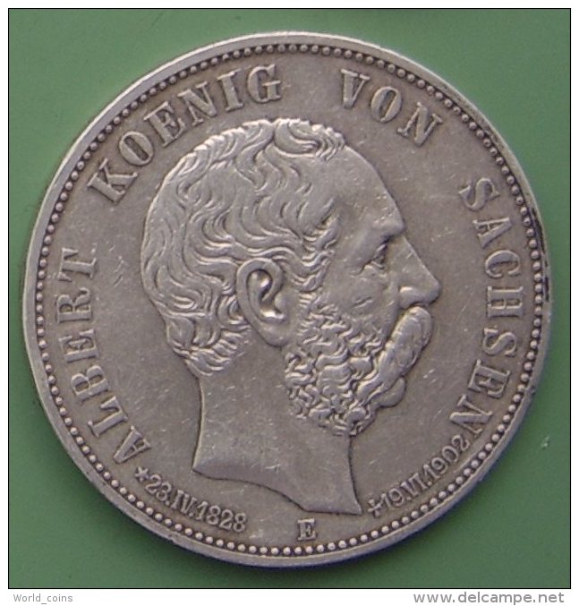 Sachsen, German States, 5 Mark 1902, Silver Coin - 2, 3 & 5 Mark Silber