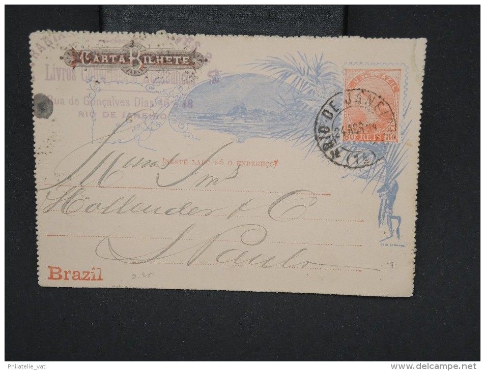 BRESIL-Entier Postal (carte Lettre) Voyagée En 1894 à Voir P6729 - Interi Postali