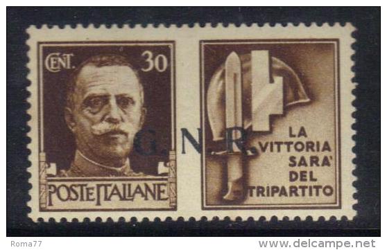 W2919 - RSI , Propaganda Di Guerra  " La Vittoria Sarà Del Tripartito "  : Il 30 Cent Bruno ***  MNH . GNR - Kriegspropaganda