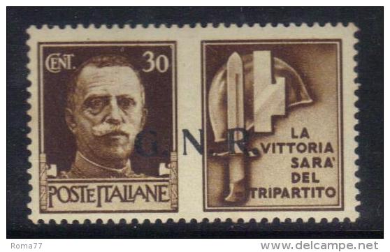 W2919 - RSI , Propaganda Di Guerra  " La Vittoria Sarà Del Tripartito "  : Il 30 Cent Bruno ***  MNH . GNR - Propaganda Di Guerra