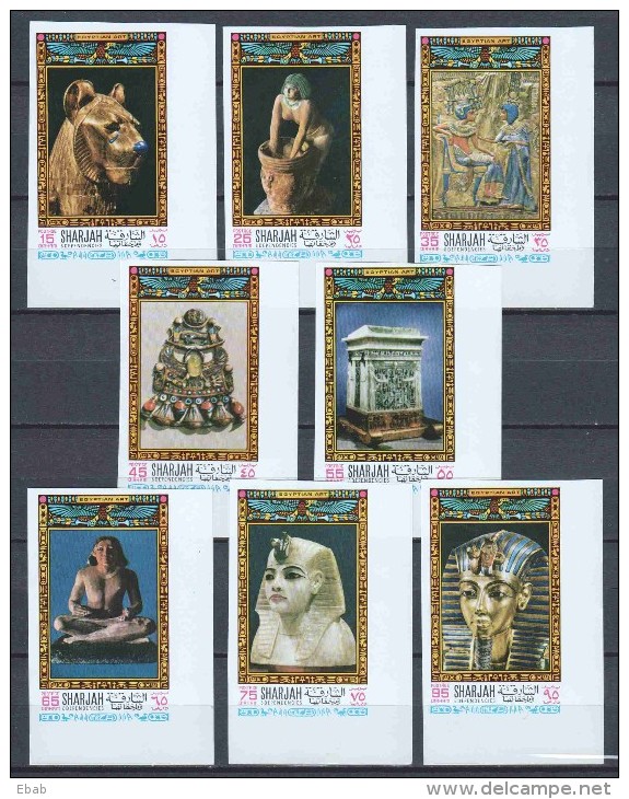 Sharjah 1968 Mi 456-463B MNH EGYPTIAN ARTEFACTS - Egyptologie