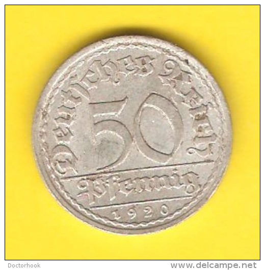 GERMANY   50 PFENNIG  1920 A  (KM # 27) - 50 Rentenpfennig & 50 Reichspfennig