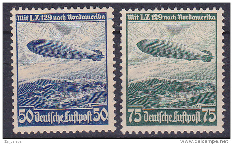 DR Fahrten Des Luftschiffes Hindenburg L.Z. 129 Nach Nordamerika Mi. 606-607 * Ohne Gummi Wie Empfohlen, Zeppelin - Ungebraucht