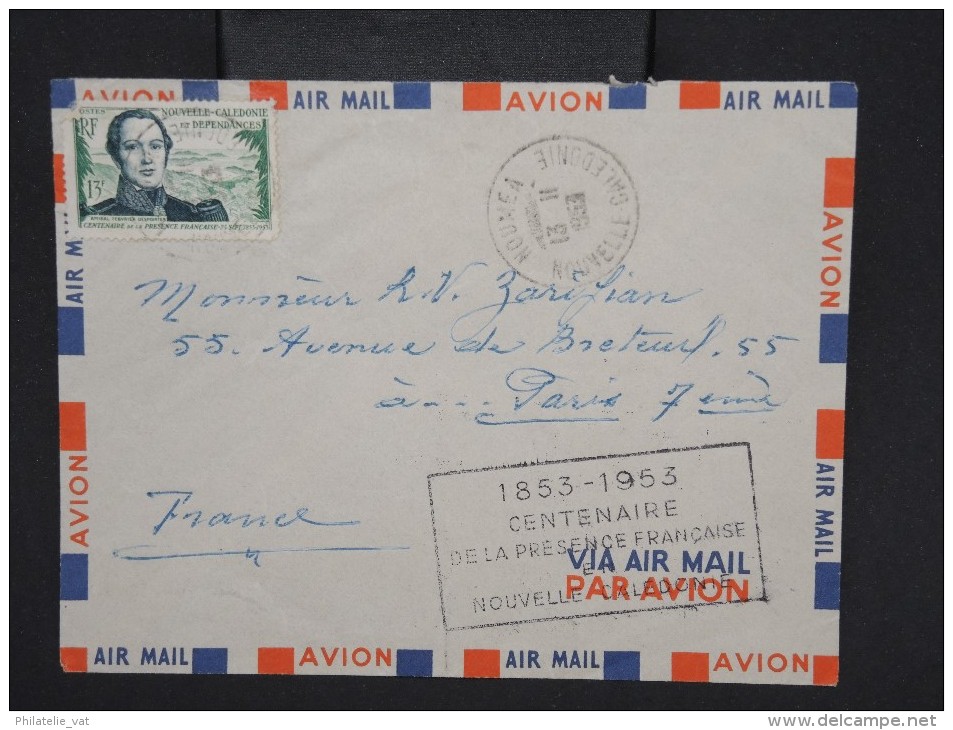 NOUVELLE CALEDONIE- Enveloppe De Nouméa Pour Paris Avec Cachet Du Centenaire De La Présence Franç. En 1953 à Voir P6757 - Lettres & Documents