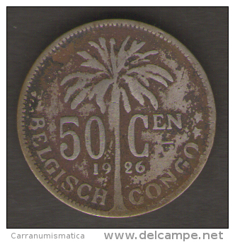 CONGO BELGA 50 CENTS 1926 - 1910-1934: Albert I