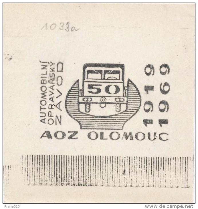 J2439 - Czechoslovakia (1945-79) Control Imprint Stamp Machine (R!): AOZ Olomouc, Automobile Repair Servicekit Factory - Probe- Und Nachdrucke