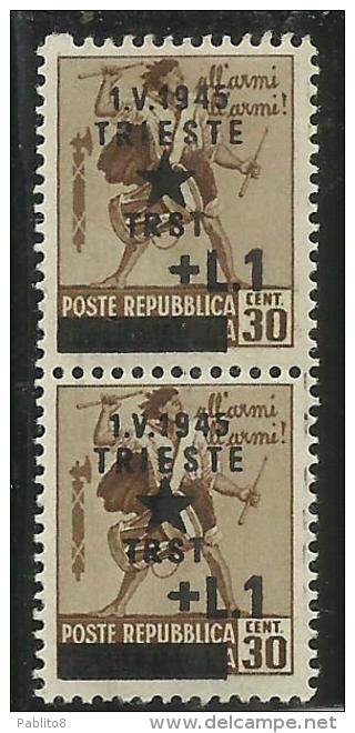 OCCUPAZIONE JUGOSLAVA DI TRIESTE 1945 SOPRASTAMPATO D'ITALIA ITALY 1 LIRA SU CENT. 30 MNH VARIETA' VARIETY - Occ. Yougoslave: Trieste