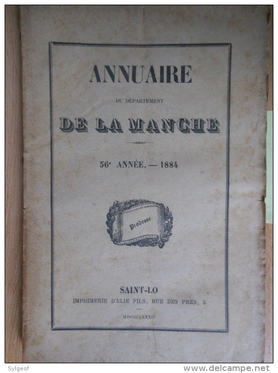 Annuaire De La Manche 1884 Frais De Port 3€ - 1801-1900