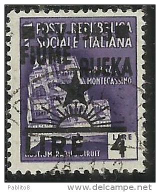 OCCUPAZIONE JUGOSLAVIA IUGOSLAVIA FIUME 1945 SOPRASTAMPATO D´ITALIA ITALY OVERPRINTED LIRE 4 SU 1 LIRA USATO USED - Joegoslavische Bez.: Trieste