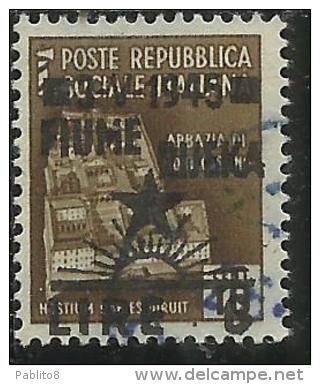 OCCUPAZIONE JUGOSLAVIA IUGOSLAVIA FIUME 1945 SOPRASTAMPATO D´ITALIA ITALY OVERPRINTED LIRE 6 SU CENT. 10 USATO USED - Yugoslavian Occ.: Trieste