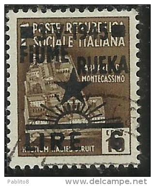 OCCUPAZIONE JUGOSLAVIA IUGOSLAVIA FIUME 1945 SOPRASTAMPATO D´ITALIA ITALY OVERPRINTED LIRE 6 SU CENT. 10 USATO USED - Yugoslavian Occ.: Trieste