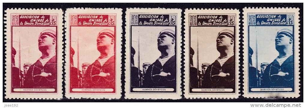GUERRA CIVIL - Associacion De Amigos De La Union Soviética - Marinos Soviéticos - Verschlussmarken Bürgerkrieg