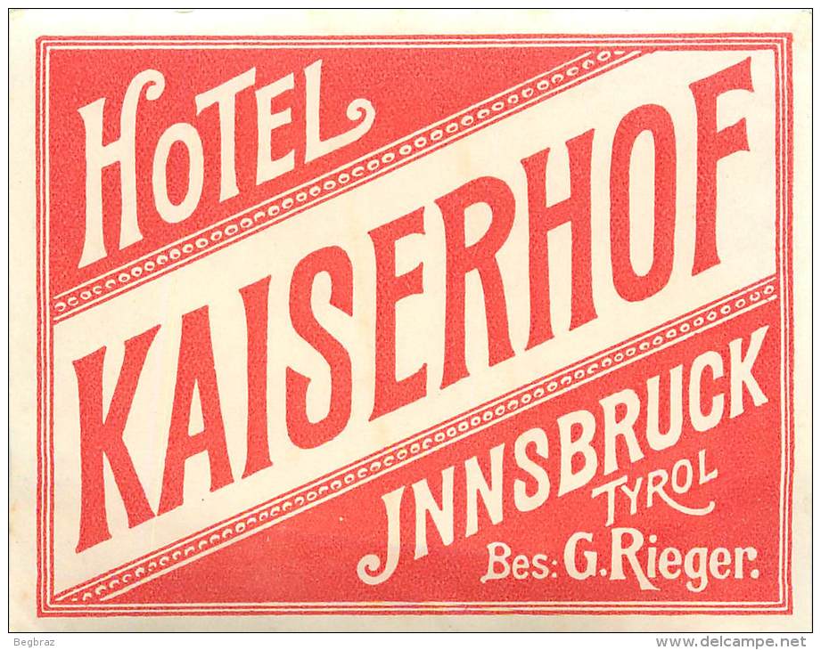 INNSBRUCK       HOTEL KAISERHOF       ETIQUETTE D HOTEL - Hotel Labels