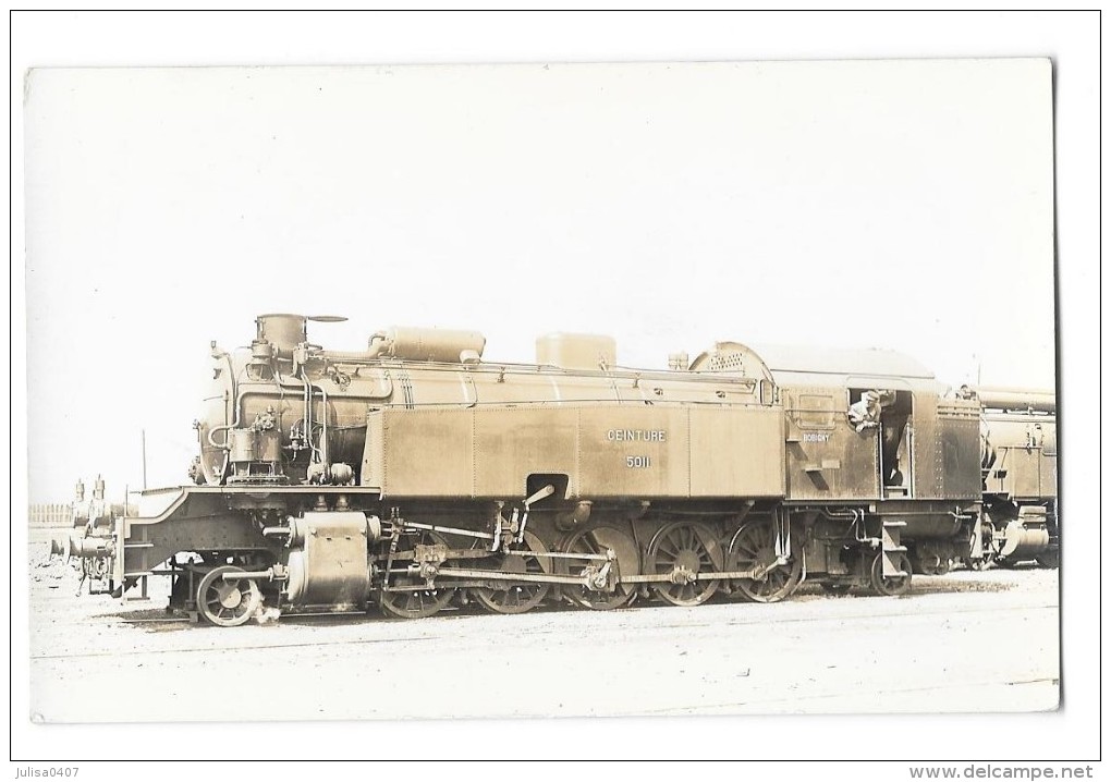 PARIS (75) Carte Photo Locomotive Du Chemin De Fer De Ceinture Gros Plan - Public Transport (surface)