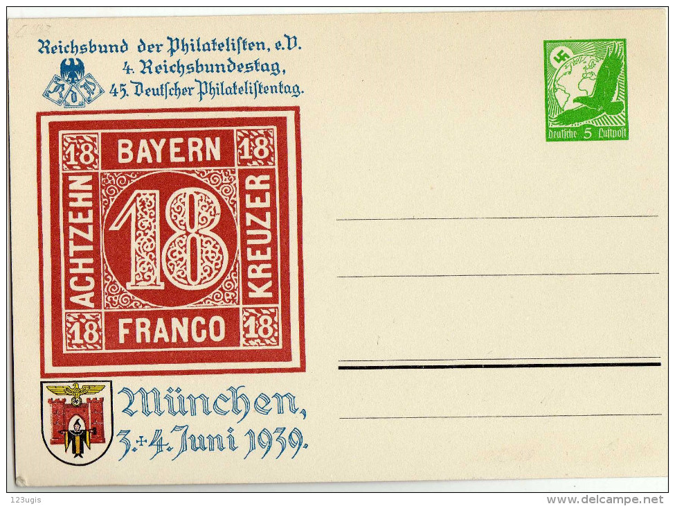 Drittes Reich Privatganzsache 1939 Mi PP 142-C-45-01, München, 4.Reichsbundestag * [220615KI] - Entiers Postaux Privés