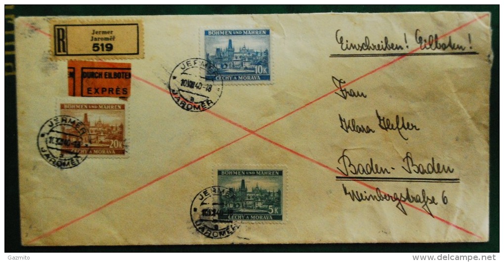 Bohemia & Moravia, Registred Letter-expresso - Covers & Documents