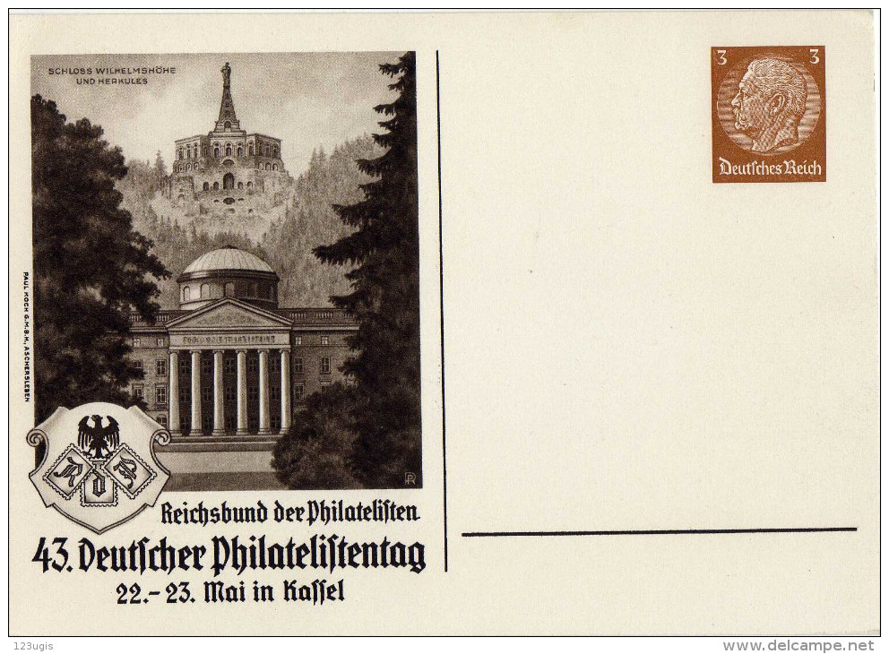 Drittes Reich Privatganzsache 1937 Mi PP 122-C-121-01, 43.Deutscher Philatelistentag, Kassel * [220615KI] - Interi Postali Privati