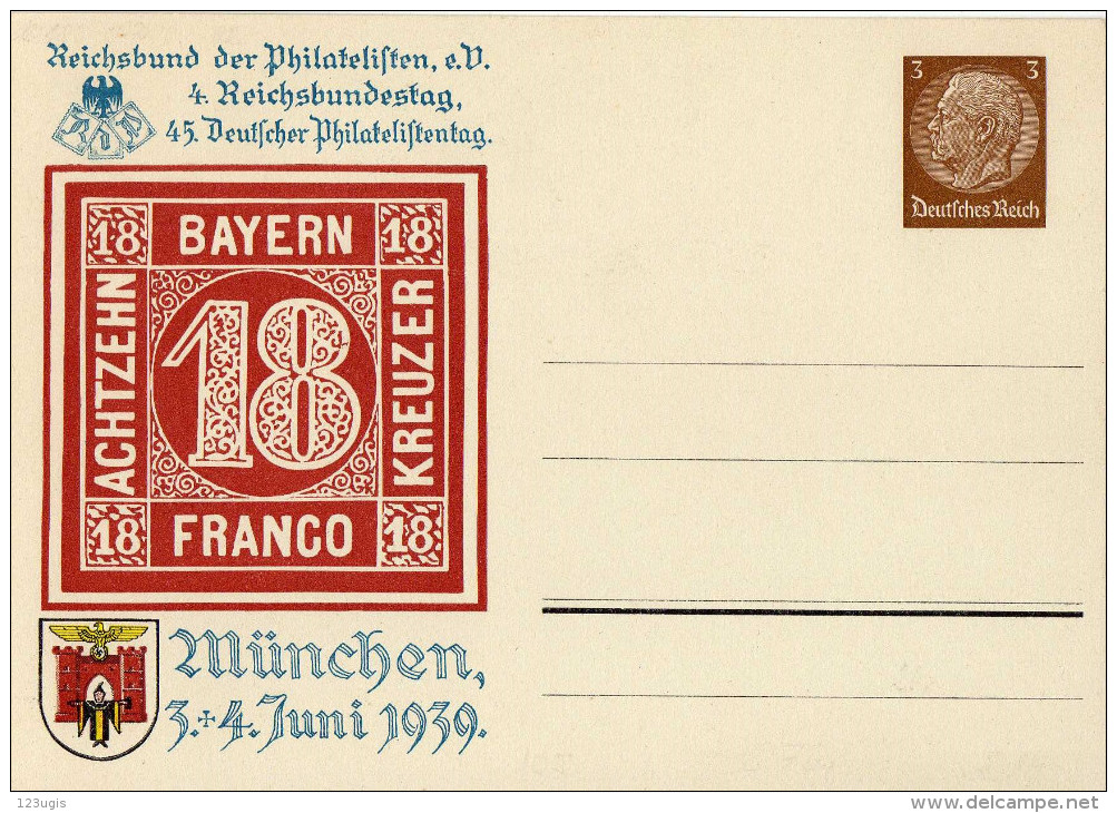 Drittes Reich 1939 Privatganzsache Mi PP 122 C 106 01, München, 4. Reichsbundestag * [220615KI] - Interi Postali Privati