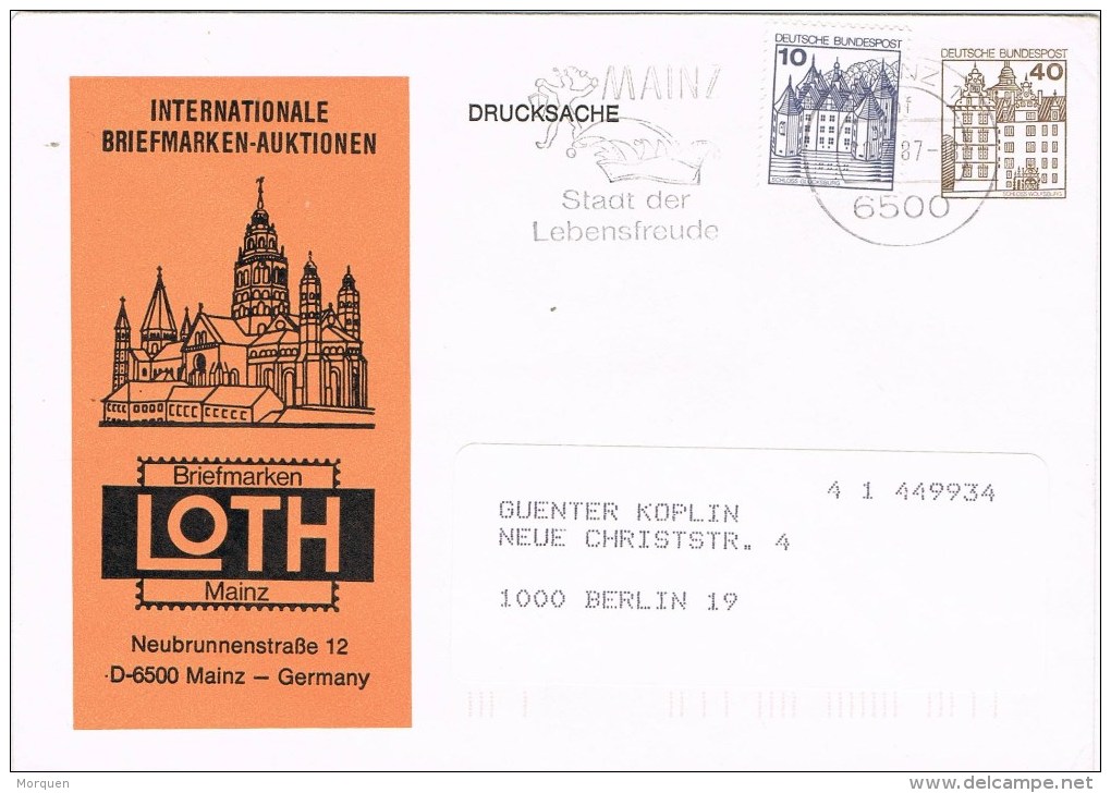 13428. Entero Postal  MAINZ (Alemania Federal) 1987. Stadt Der Lebensfreude - Briefomslagen - Gebruikt