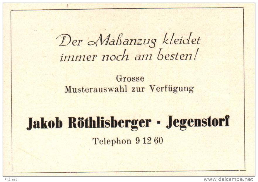 Original Werbung - 1947 - Jakob Röthlisberger In Jegenstorf , Maßanzüge , Schneider !!! - Reclame