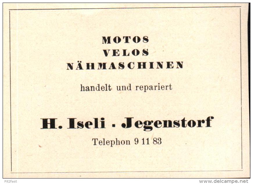 Original Werbung - 1947 - H. Iseli In Jegenstorf , Motos , Velos , Nähmaschinen !!! - Publicités