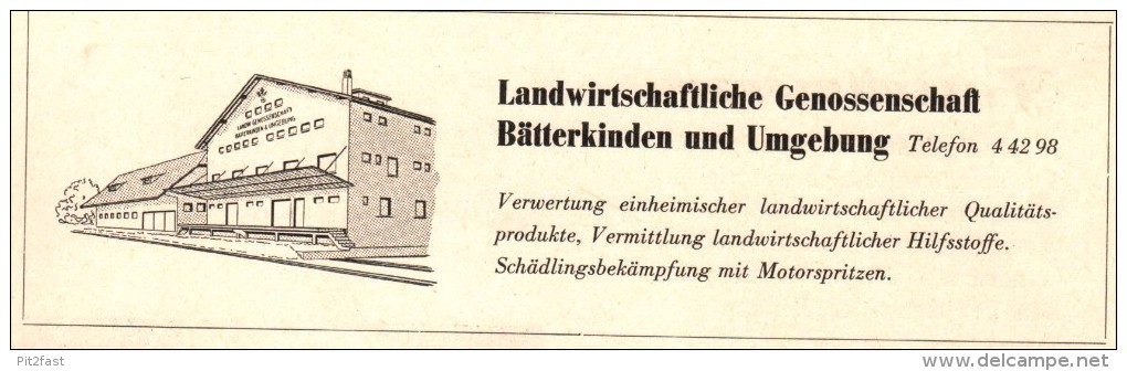 Original Werbung - 1947 - Landwirtschaftliche Genossenschaft In Bätterkinden , Landwirtschaft , Agrar !!! - Publicités