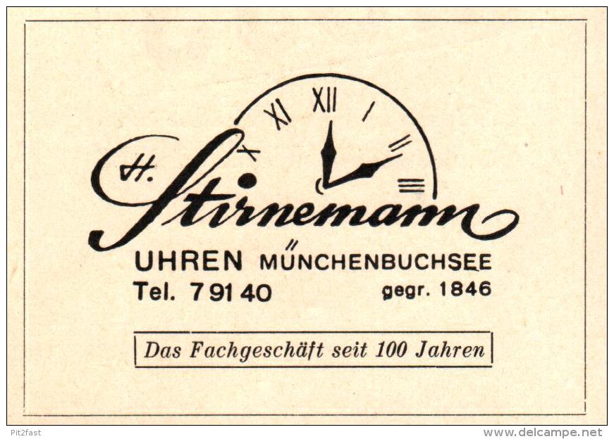 Original Werbung - 1947 - H. Stirnemann In Münchenbuchsee , Uhren , Uhrmacher !!! - Publicités