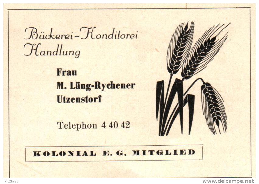 Original Werbung - 1947 - M. Läng-Rychener In Utzenstorf , Bäckerei , Konditorei !!! - Publicités