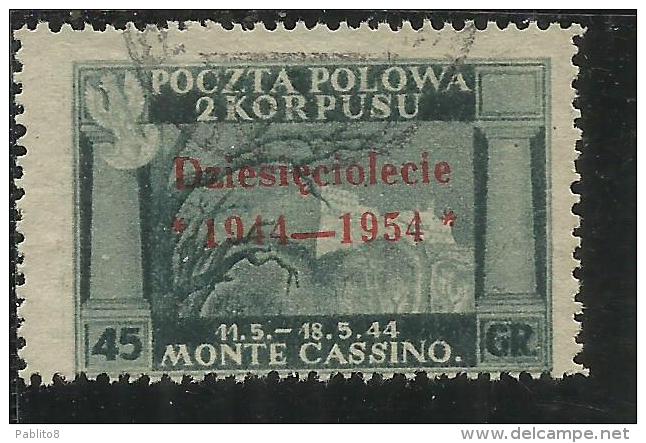 CORPO POLACCO POLISH BODY LONDON 1954 GOVERNO DI LONDRA 45 G USATO USED OBLITERE´ - 1946-47 Corpo Polacco