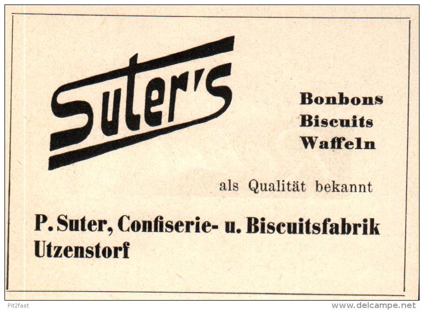 Original Werbung - 1947 - P. Suter In Utzenstorf , Confiserie , Biscuitfabrik !!! - Publicités