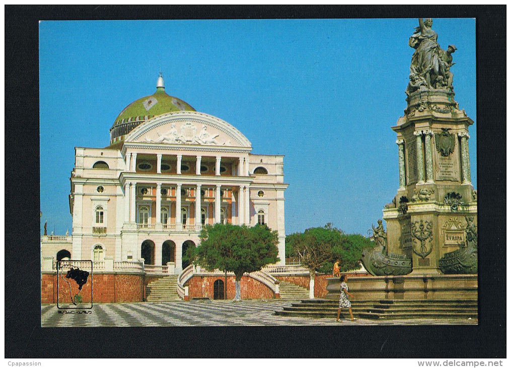 BRESIL - BRASIL - MANAUS -Teatro Amazonas E Monumento à Albertura Dos Portos  - SCANS  RECTO VERSO - Manaus