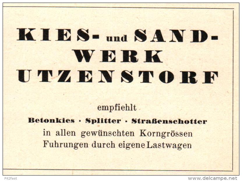 Original Werbung - 1947 - Kies- Und Sandwerk In Utzenstorf !!! - Publicités