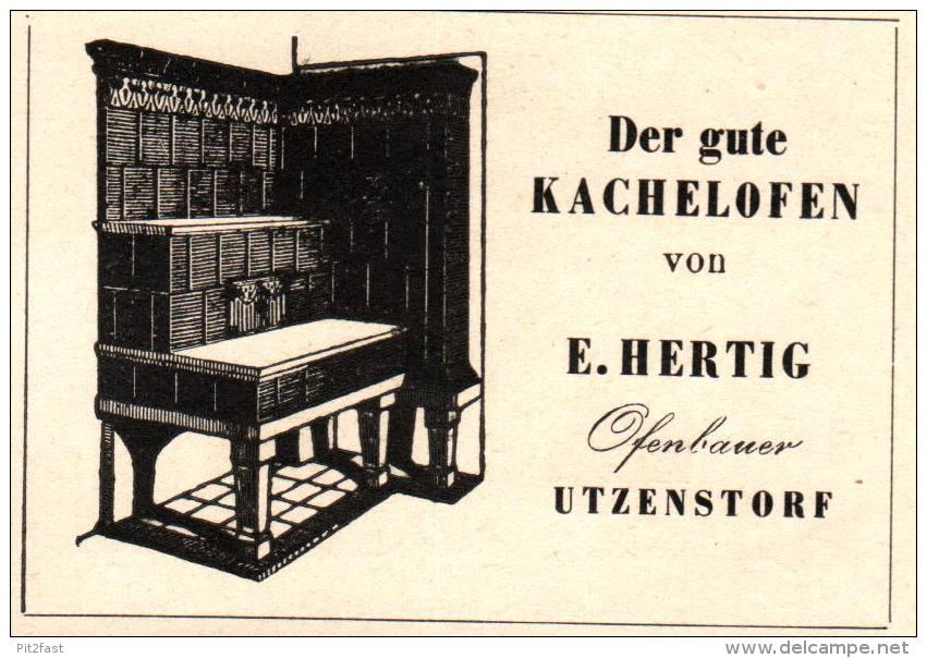 Original Werbung - 1947 - E. Hertig In Utzenstorf , Ofenbauer , Kachelöfen !!! - Publicités