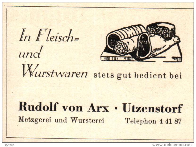 Original Werbung - 1947 - Rudolf Von Arx In Utzenstorf , Fleisch- Und Wurstwaren !!! - Publicités